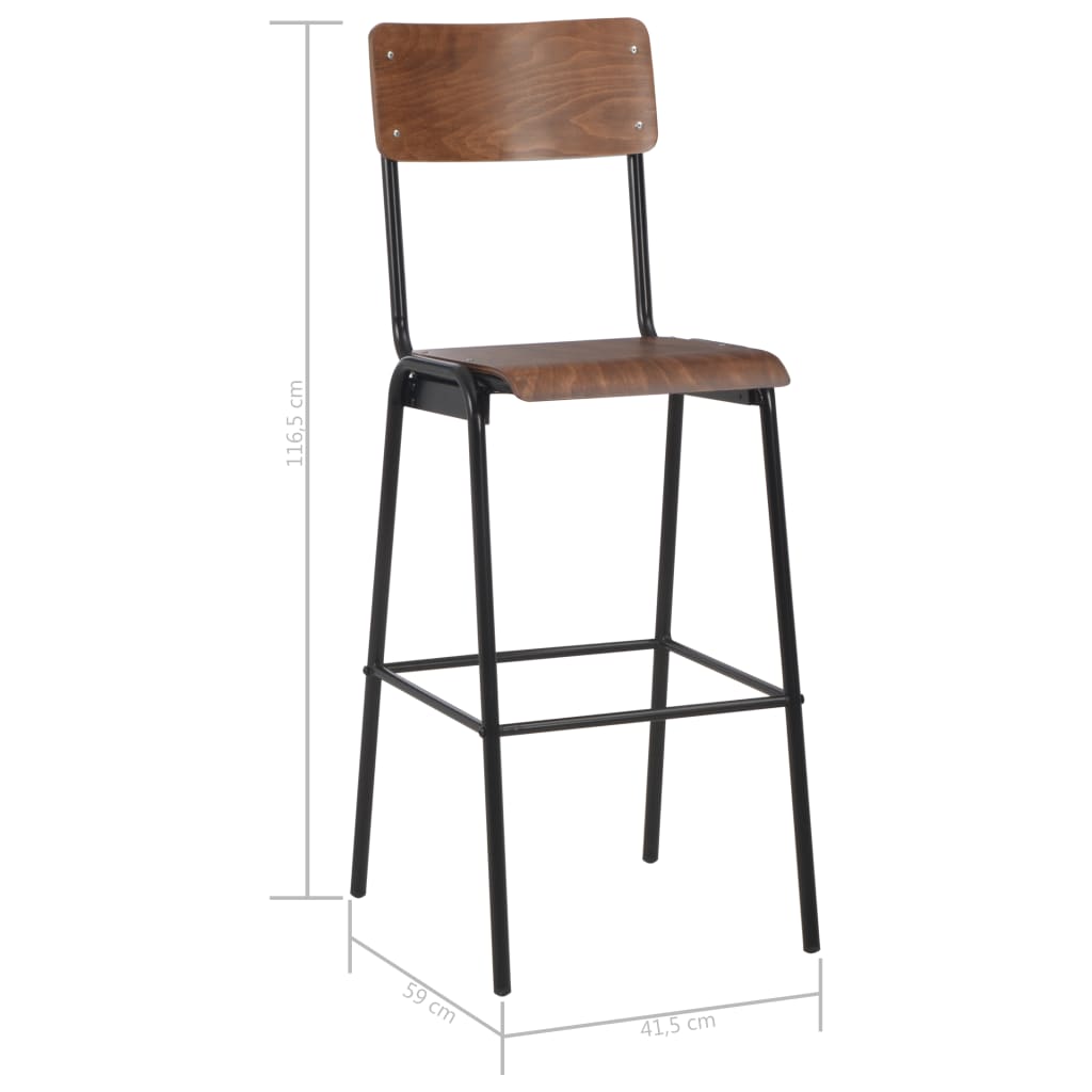 Chaises de bar lot de 6 contreplaqué solide et acier - XIOS