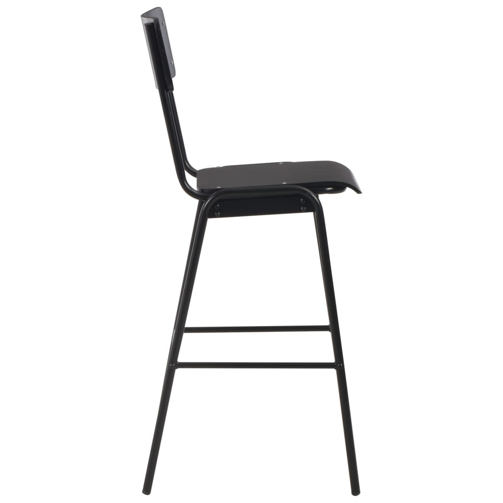 Chaises de bar lot de 4 noir contreplaqué solide et acier - XIOS