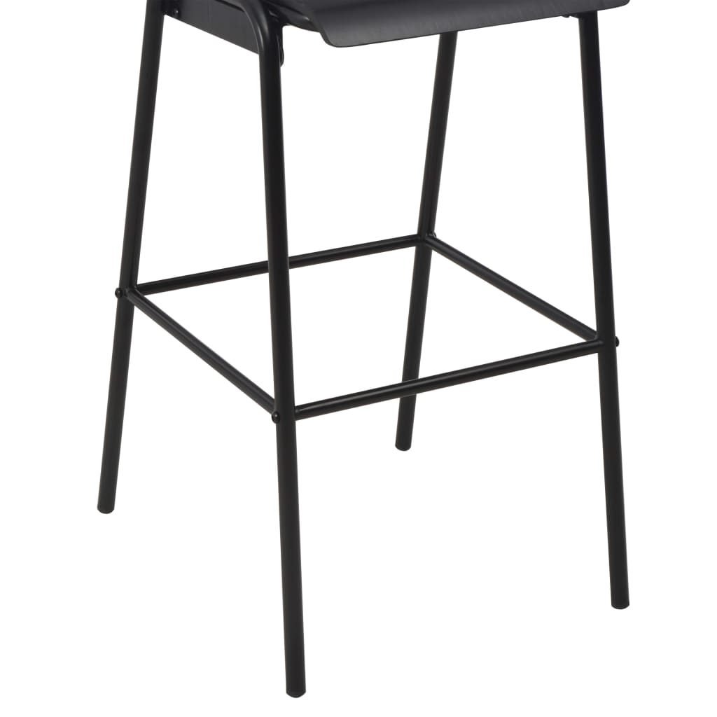Chaises de bar lot de 4 noir contreplaqué solide et acier - XIOS