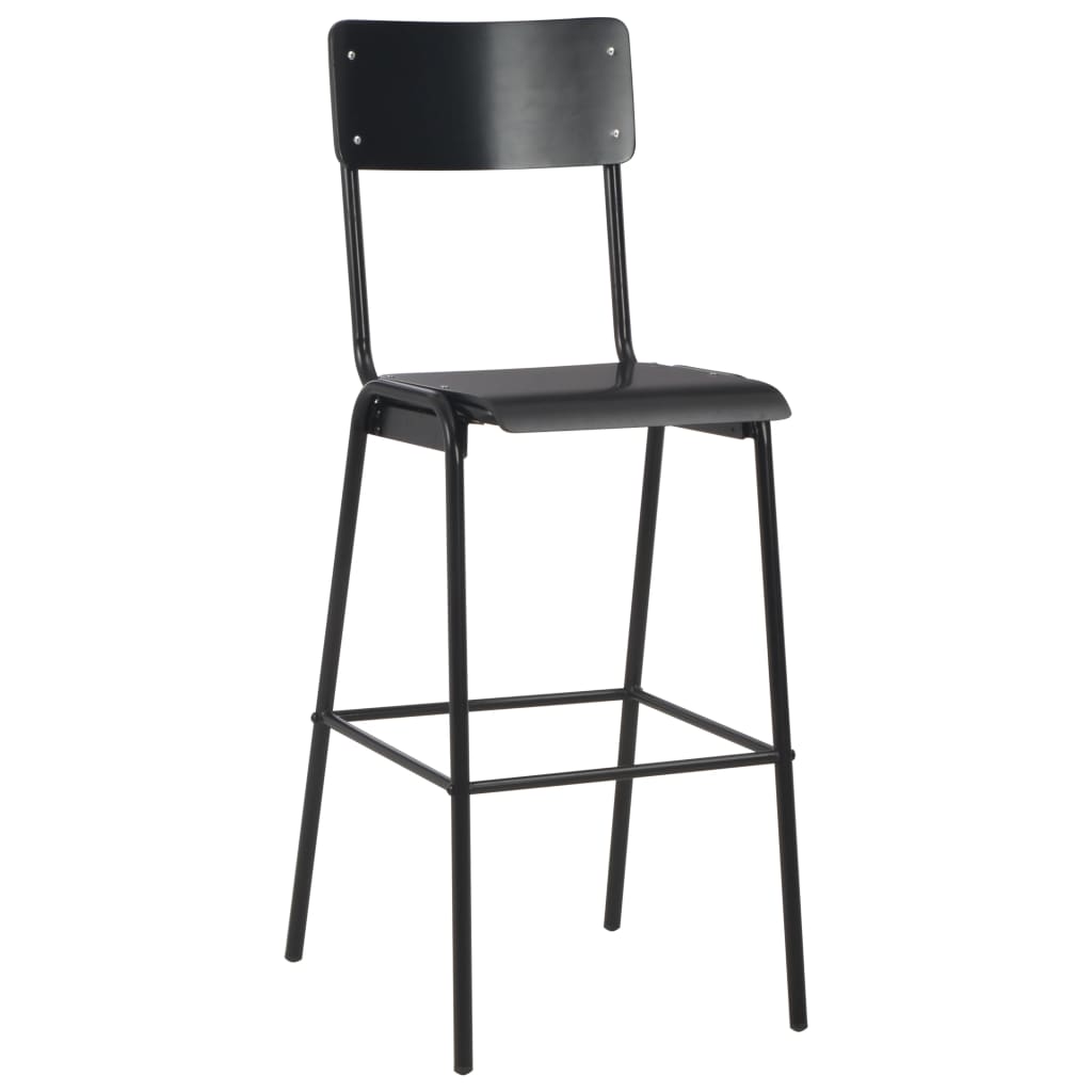 Chaises de bar lot de 6 noir contreplaqué solide et acier - XIOS