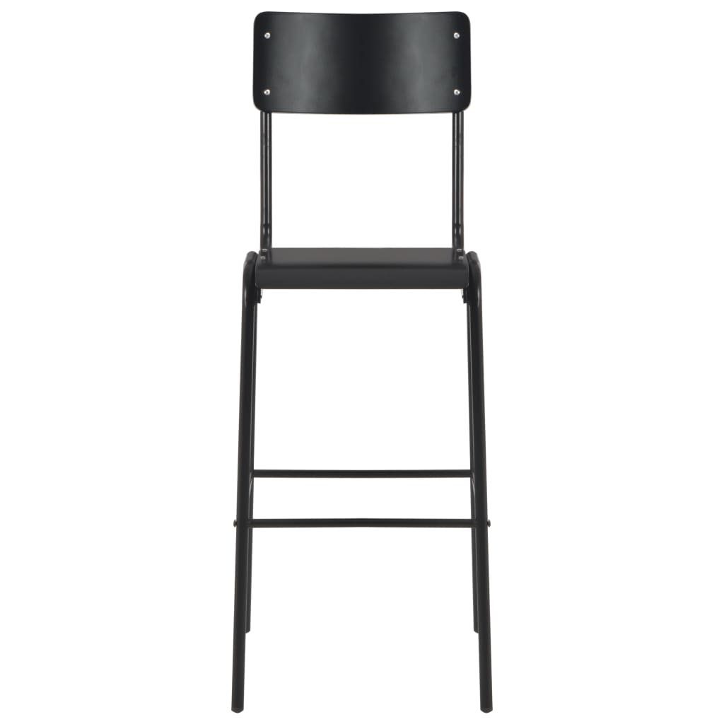 Chaises de bar lot de 6 noir contreplaqué solide et acier - XIOS