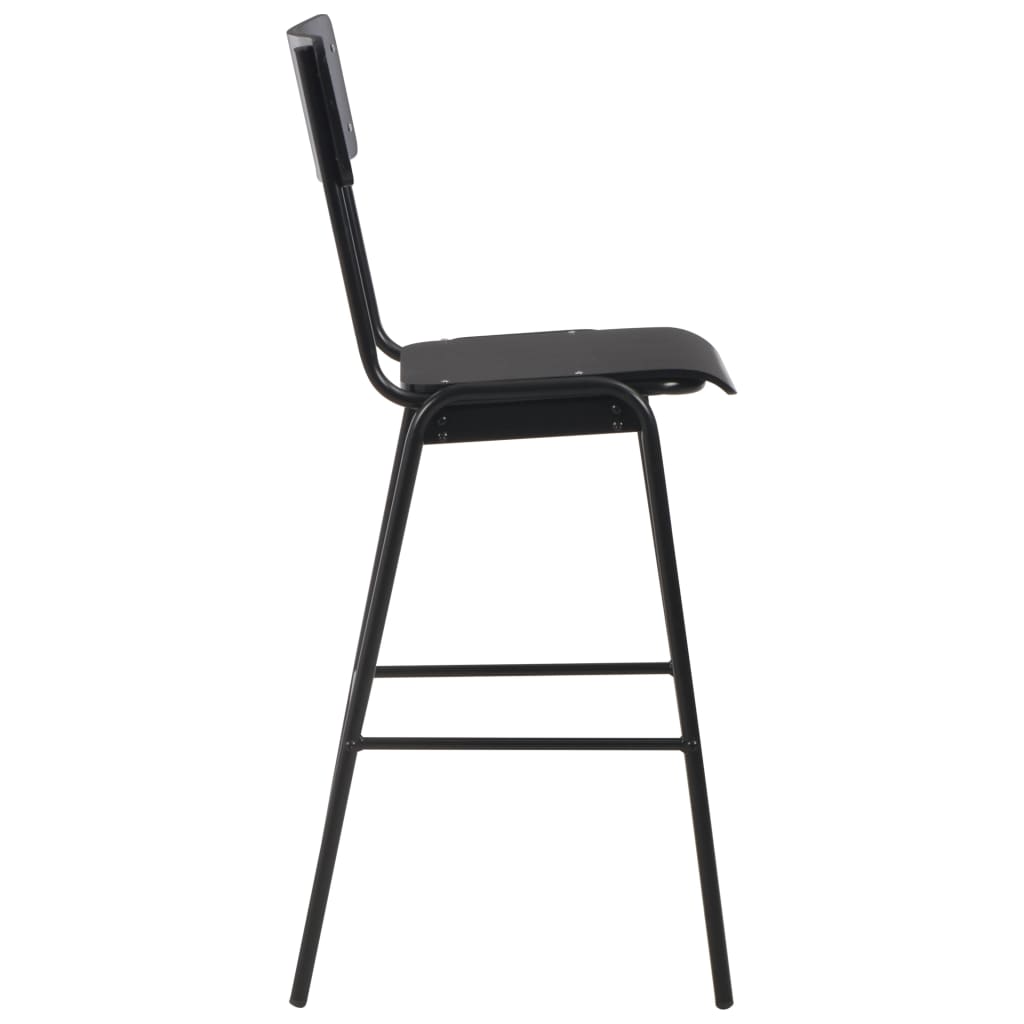 Chaises de bar lot de 6 noir contreplaqué solide et acier - XIOS