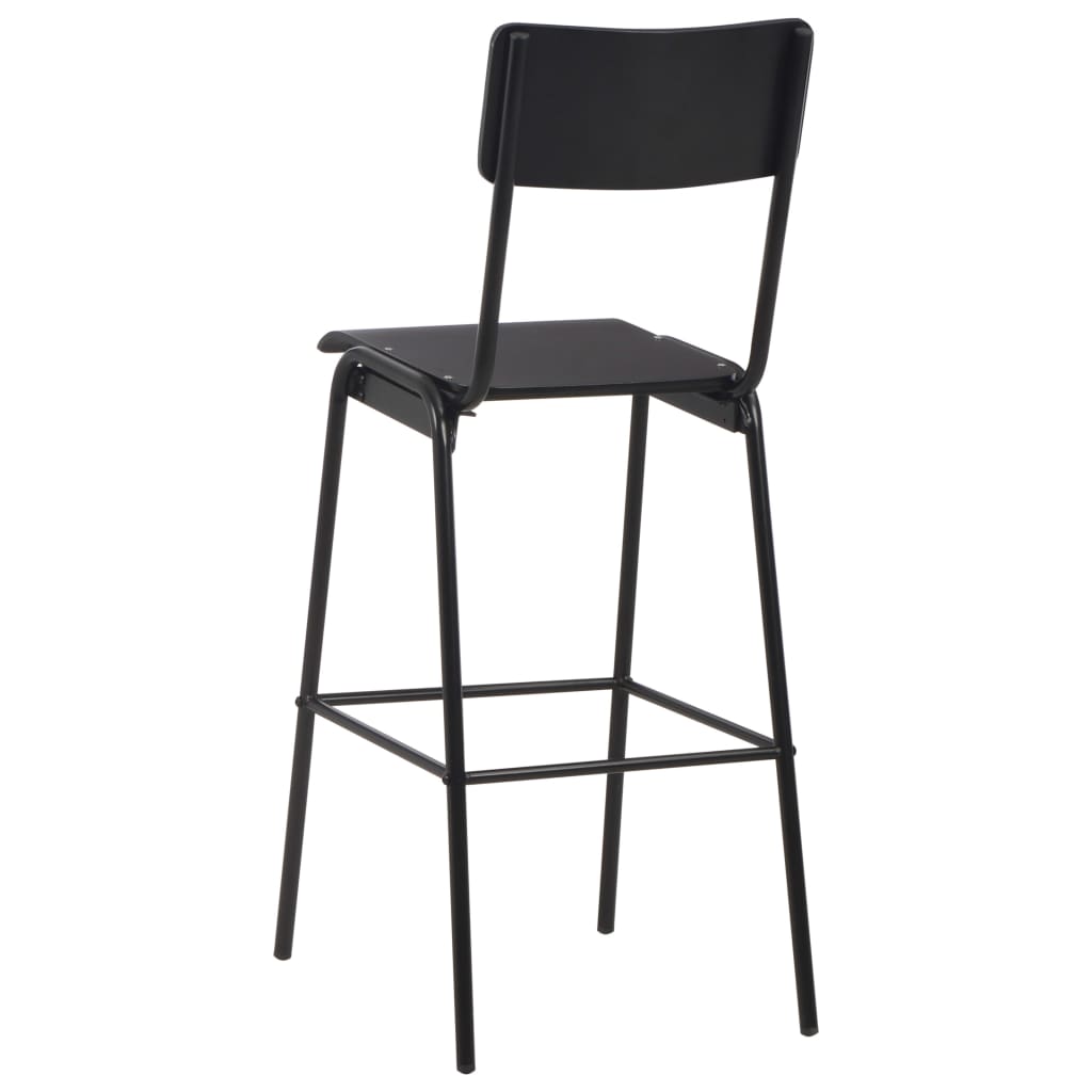 Chaises de bar lot de 6 noir contreplaqué solide et acier - XIOS