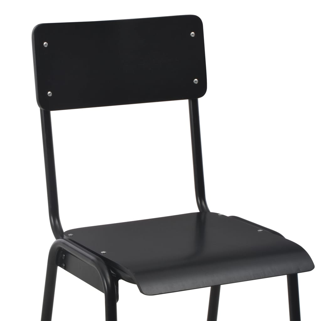 Chaises de bar lot de 6 noir contreplaqué solide et acier - XIOS