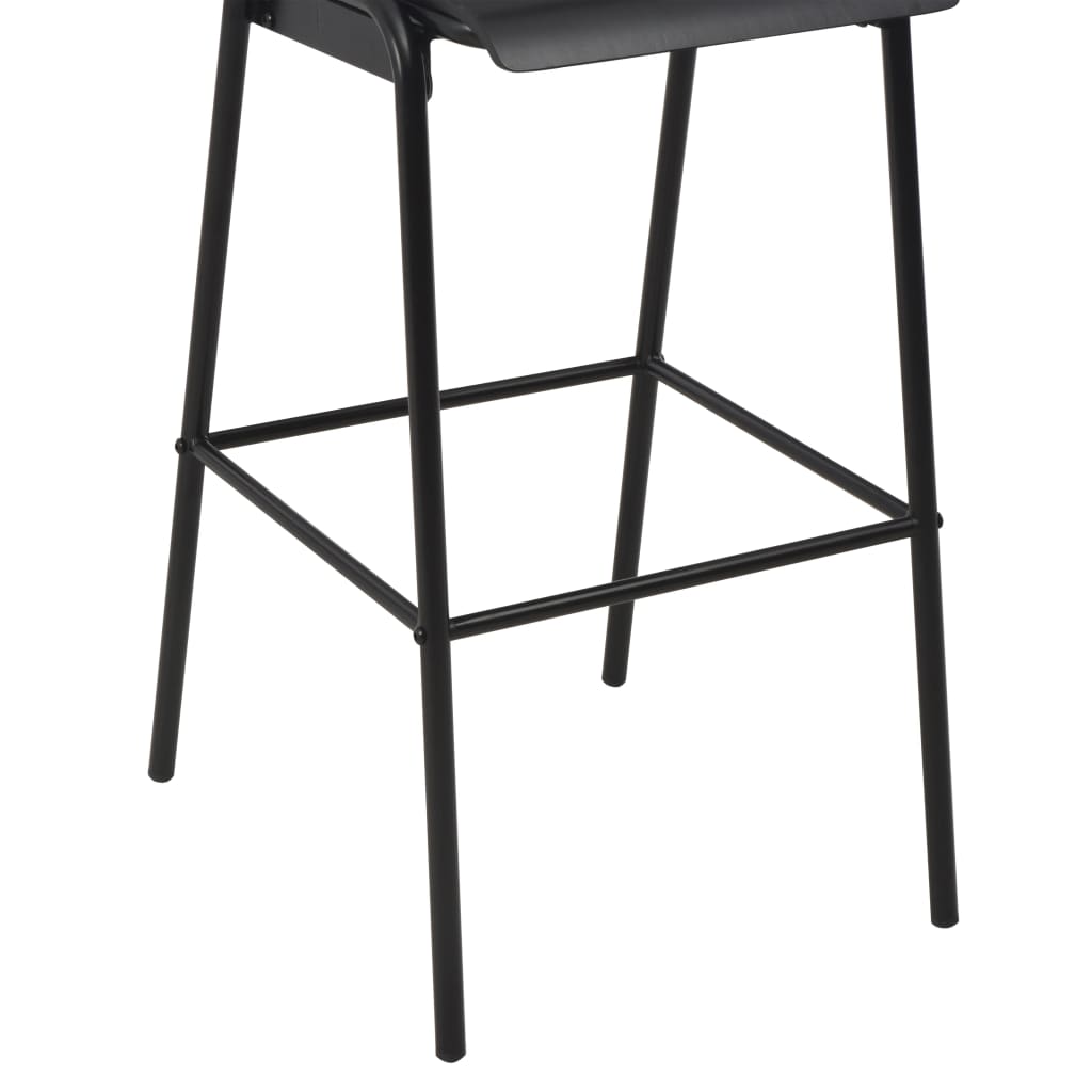 Chaises de bar lot de 6 noir contreplaqué solide et acier - XIOS
