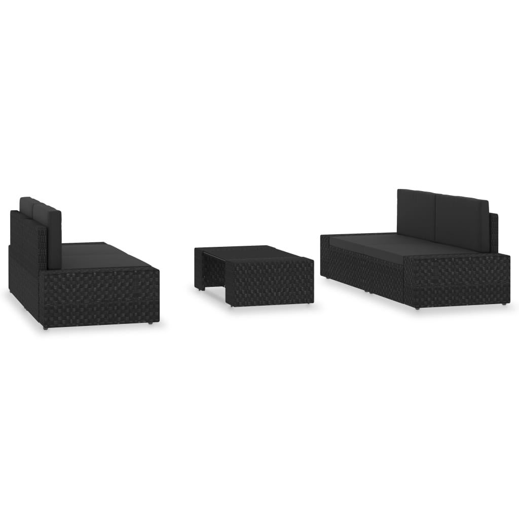 Salon de jardin 5 pcs Résine tressée Noir