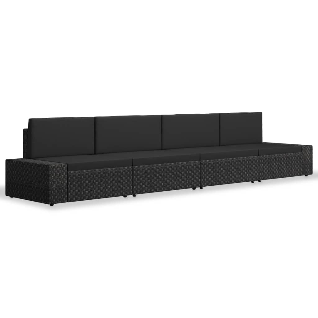 Salon de jardin 4 pcs Résine tressée Noir