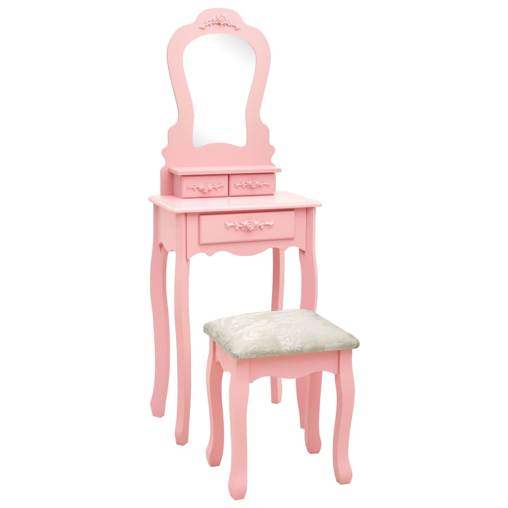 Ensemble de coiffeuse avec tabouret Rose 50x59x136 cm Paulownia - XIOS
