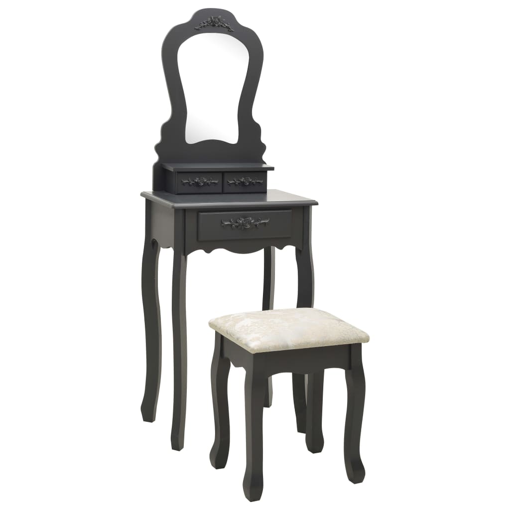 Ensemble de coiffeuse avec tabouret Gris 50x59x136 cm Paulownia - XIOS