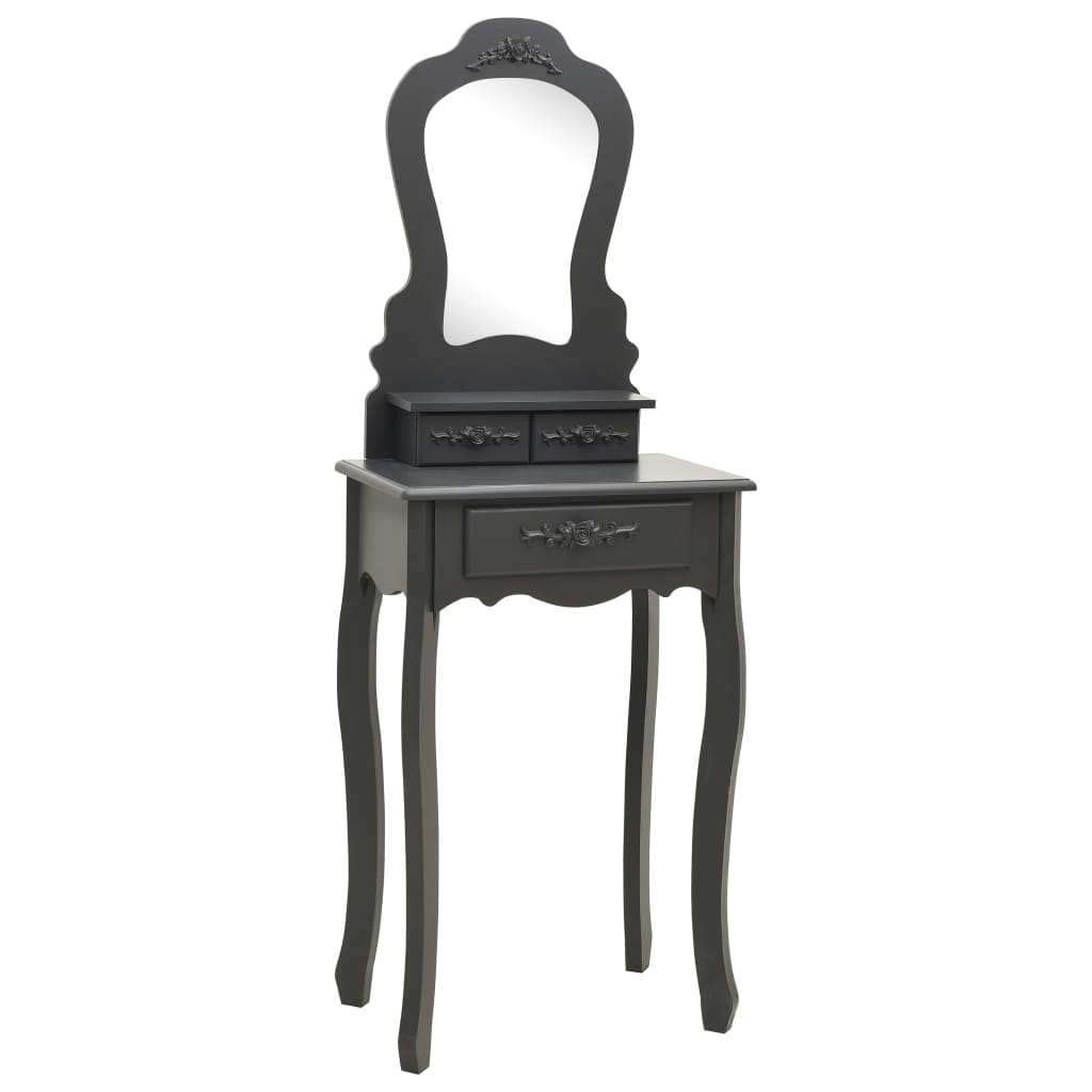 Ensemble de coiffeuse avec tabouret Gris 50x59x136 cm Paulownia - XIOS