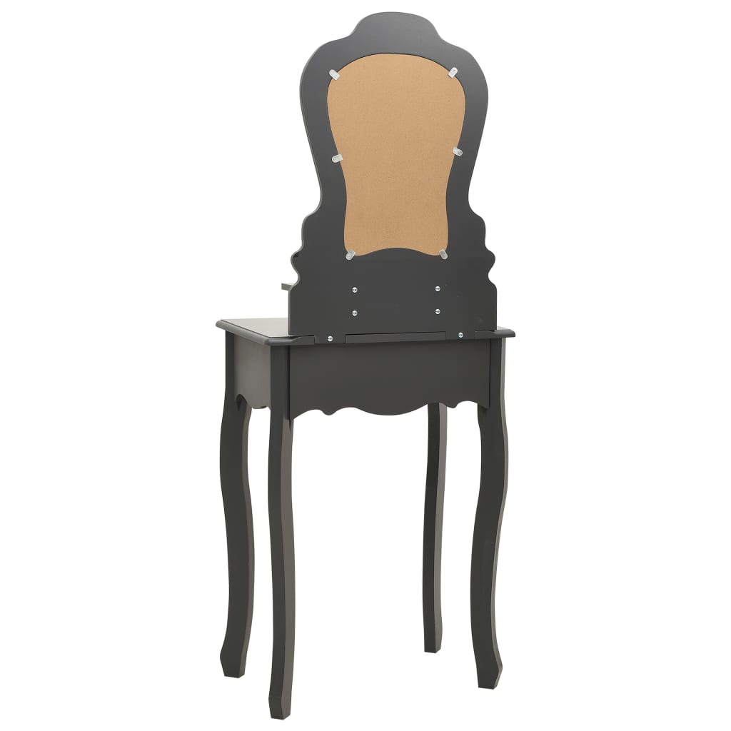 Ensemble de coiffeuse avec tabouret Gris 50x59x136 cm Paulownia - XIOS
