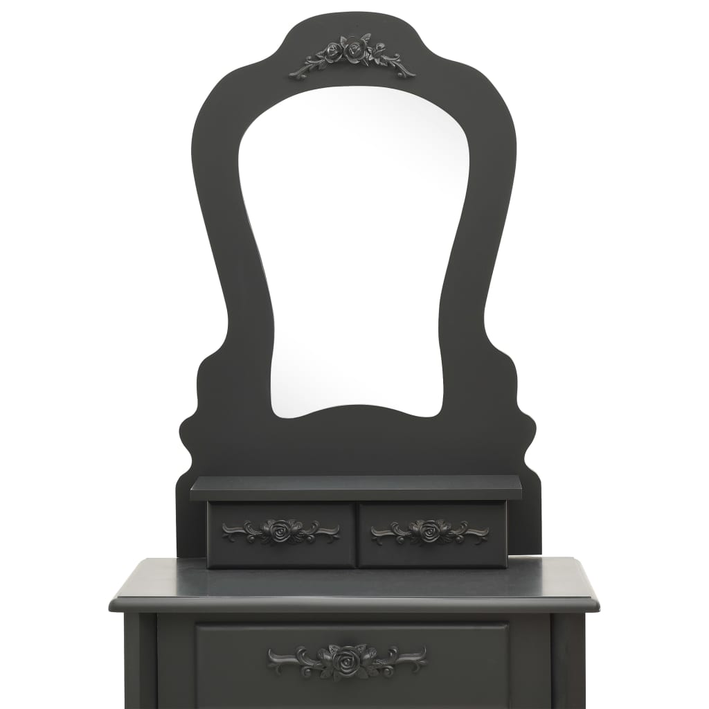 Ensemble de coiffeuse avec tabouret Gris 50x59x136 cm Paulownia - XIOS