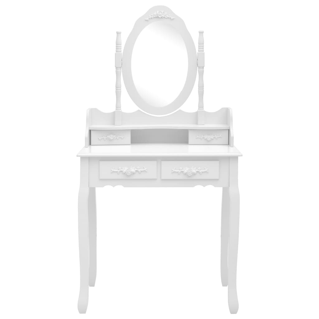 Ensemble de coiffeuse avec tabouret Blanc 75x69x140cm Paulownia - XIOS