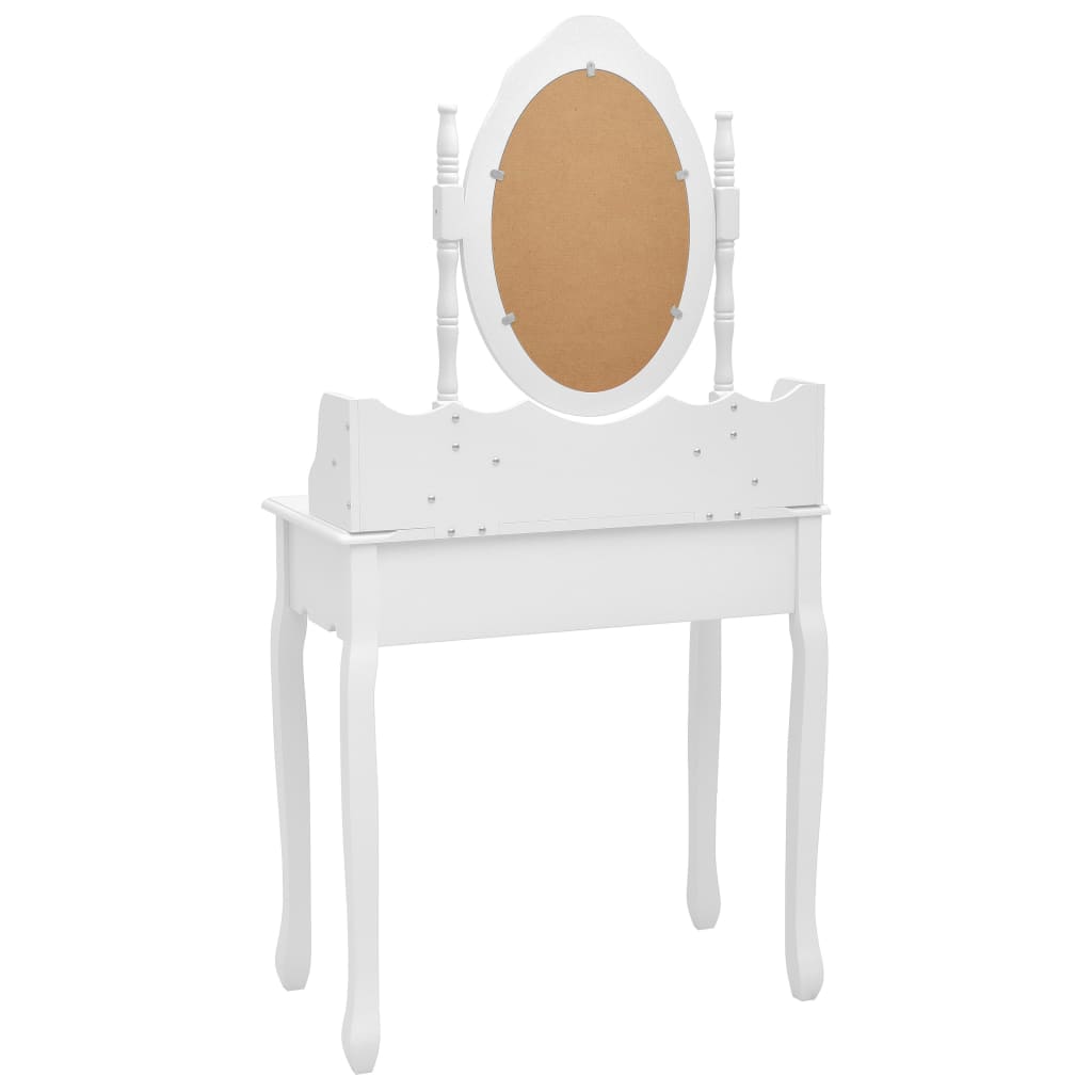 Ensemble de coiffeuse avec tabouret Blanc 75x69x140cm Paulownia - XIOS