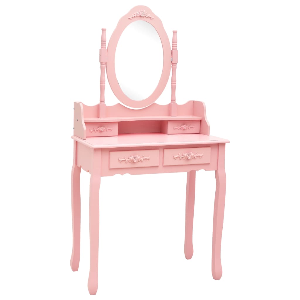 Ensemble de coiffeuse avec tabouret Rose 75x69x140 cm Paulownia - XIOS