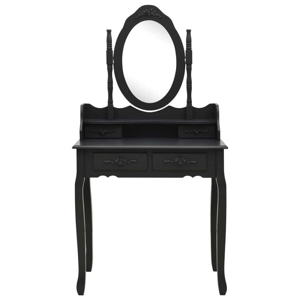 Ensemble de coiffeuse avec tabouret Noir 75x69x140 cm Paulownia - XIOS