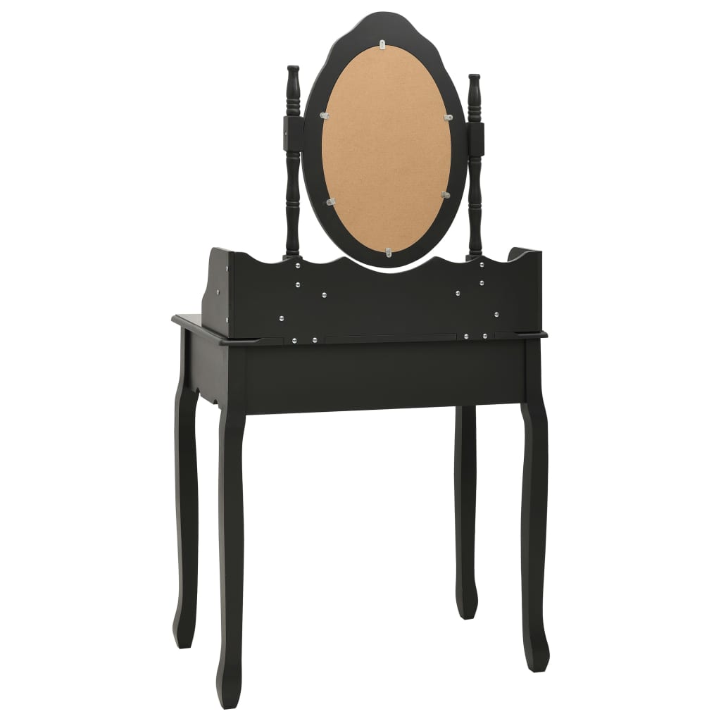 Ensemble de coiffeuse avec tabouret Noir 75x69x140 cm Paulownia - XIOS