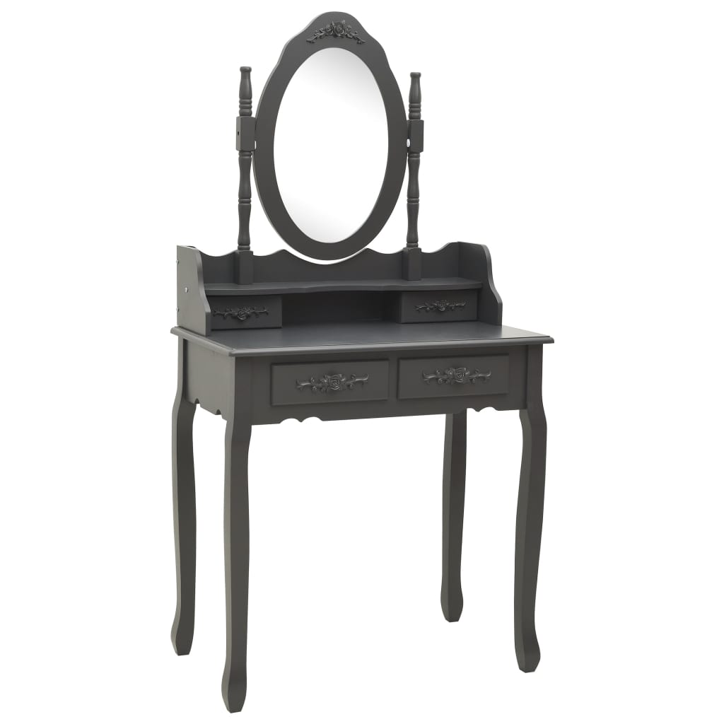 Ensemble de coiffeuse avec tabouret Gris 75x69x140 cm Paulownia - XIOS