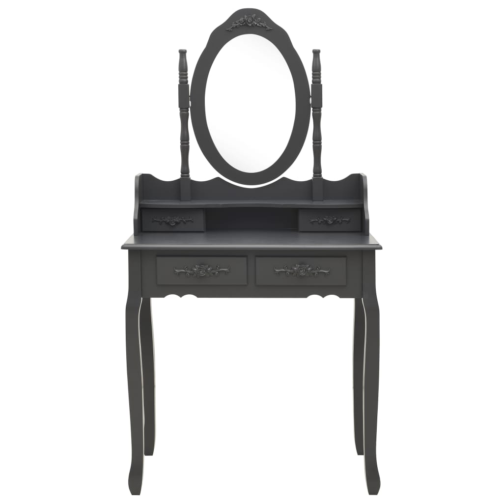 Ensemble de coiffeuse avec tabouret Gris 75x69x140 cm Paulownia - XIOS