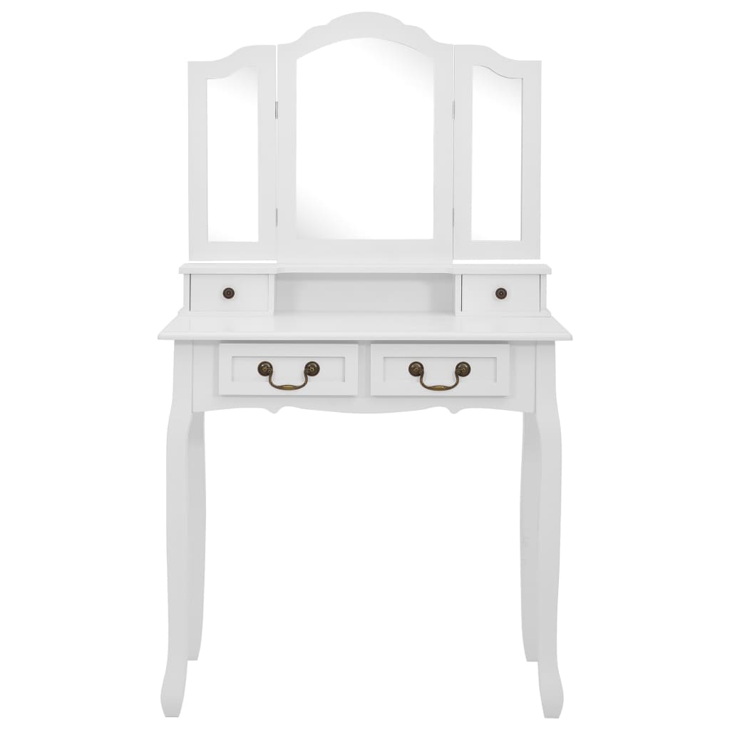 Ensemble de coiffeuse avec tabouret Blanc 80x69x141cm Paulownia - XIOS