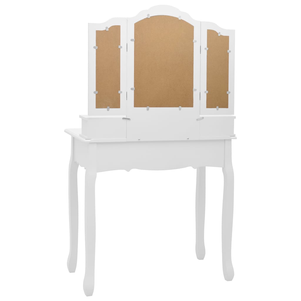 Ensemble de coiffeuse avec tabouret Blanc 80x69x141cm Paulownia - XIOS
