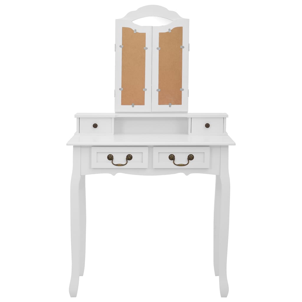 Ensemble de coiffeuse avec tabouret Blanc 80x69x141cm Paulownia - XIOS