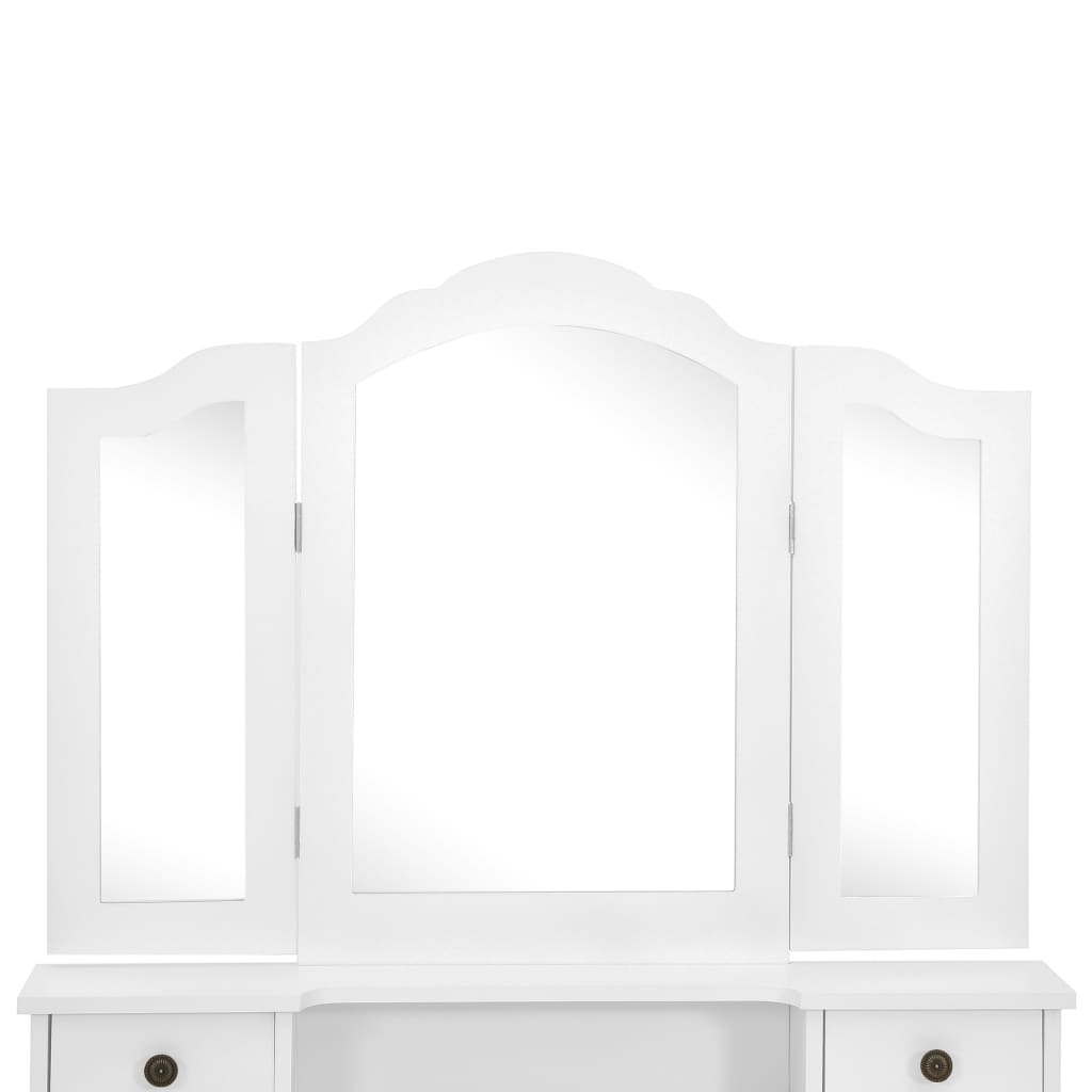 Ensemble de coiffeuse avec tabouret Blanc 80x69x141cm Paulownia - XIOS