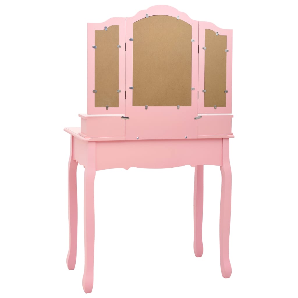 Ensemble de coiffeuse avec tabouret Rose 80x69x141 cm Paulownia - XIOS