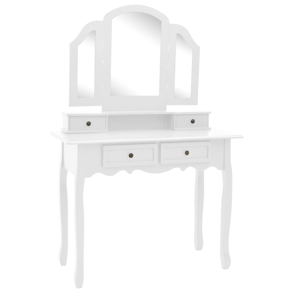 Ensemble de coiffeuse et tabouret Blanc 100x40x146 cm Paulownia - XIOS