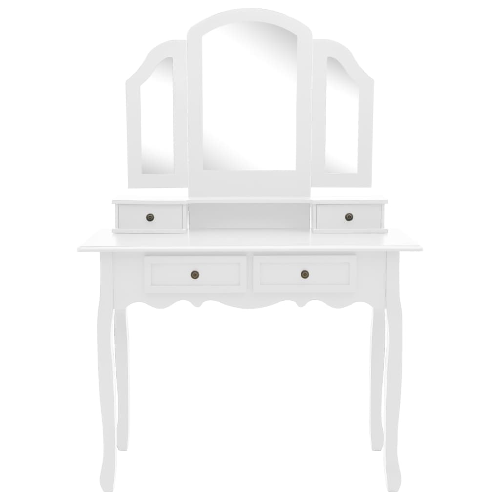Ensemble de coiffeuse et tabouret Blanc 100x40x146 cm Paulownia - XIOS