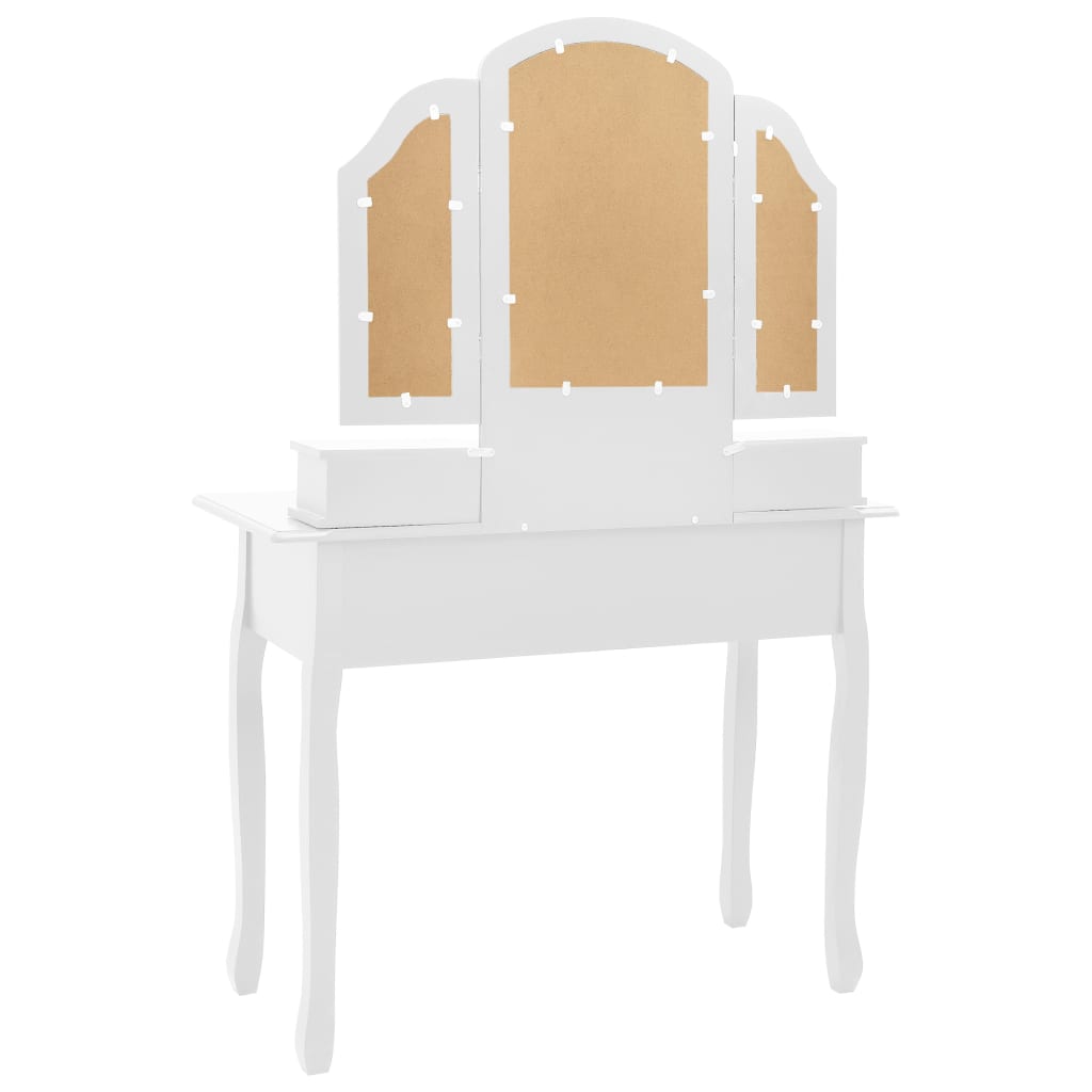 Ensemble de coiffeuse et tabouret Blanc 100x40x146 cm Paulownia - XIOS