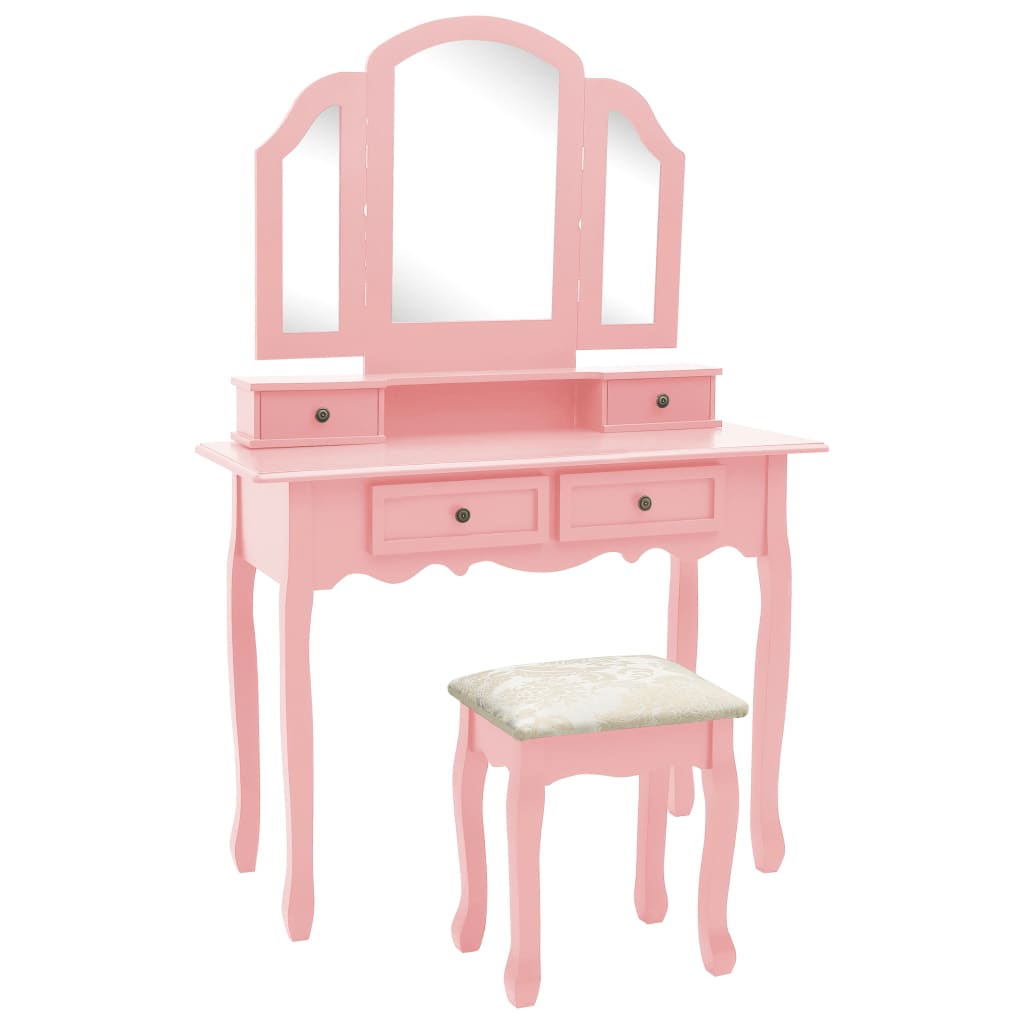 Ensemble de coiffeuse et tabouret Rose 100x40x146 cm Paulownia - XIOS