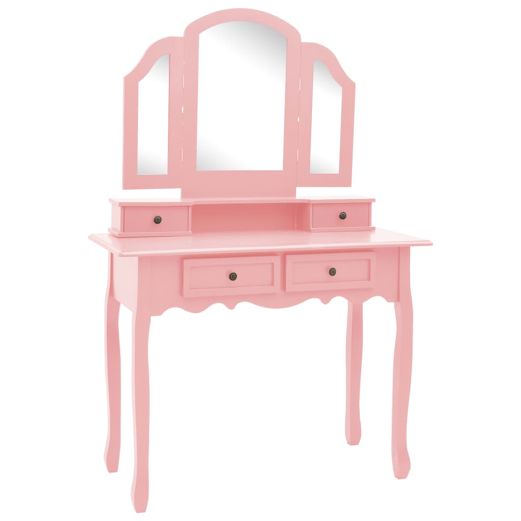 Ensemble de coiffeuse et tabouret Rose 100x40x146 cm Paulownia - XIOS