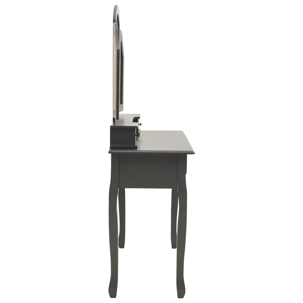 Ensemble de coiffeuse avec tabouret Gris 100x40x146cm Paulownia - XIOS