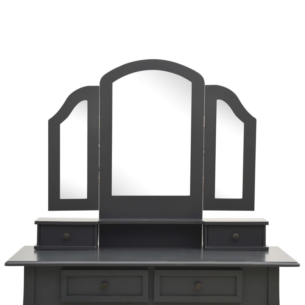 Ensemble de coiffeuse avec tabouret Gris 100x40x146cm Paulownia - XIOS