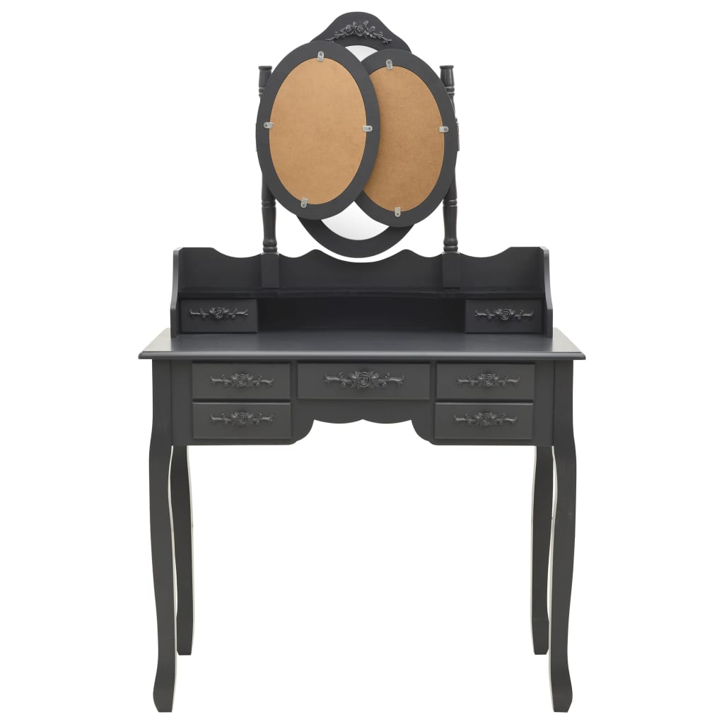 Coiffeuse avec tabouret et miroir pliable en 3 Gris - XIOS