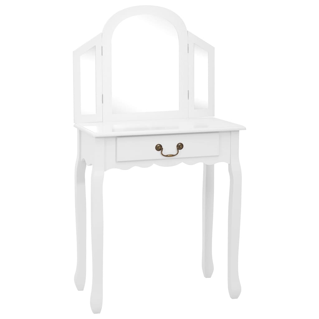 Coiffeuse et tabouret Blanc 65x36x128 cm Bois de paulownia MDF - XIOS