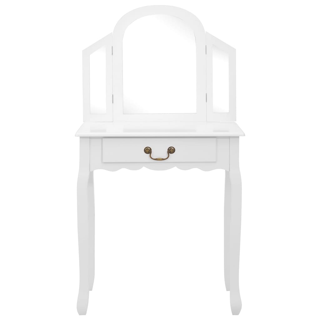 Coiffeuse et tabouret Blanc 65x36x128 cm Bois de paulownia MDF - XIOS