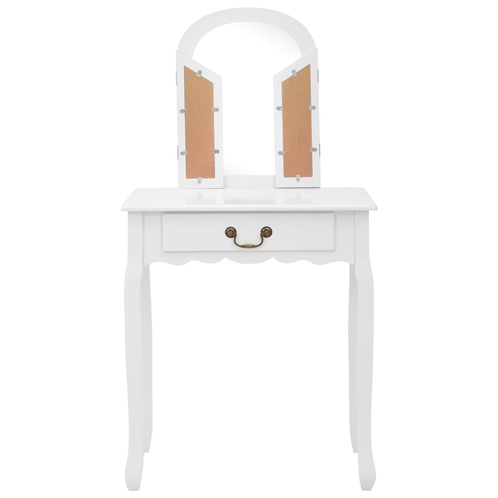Coiffeuse et tabouret Blanc 65x36x128 cm Bois de paulownia MDF - XIOS