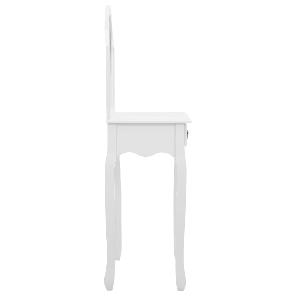 Coiffeuse et tabouret Blanc 65x36x128 cm Bois de paulownia MDF - XIOS