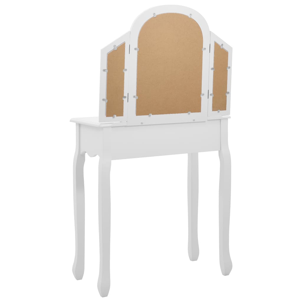 Coiffeuse et tabouret Blanc 65x36x128 cm Bois de paulownia MDF - XIOS
