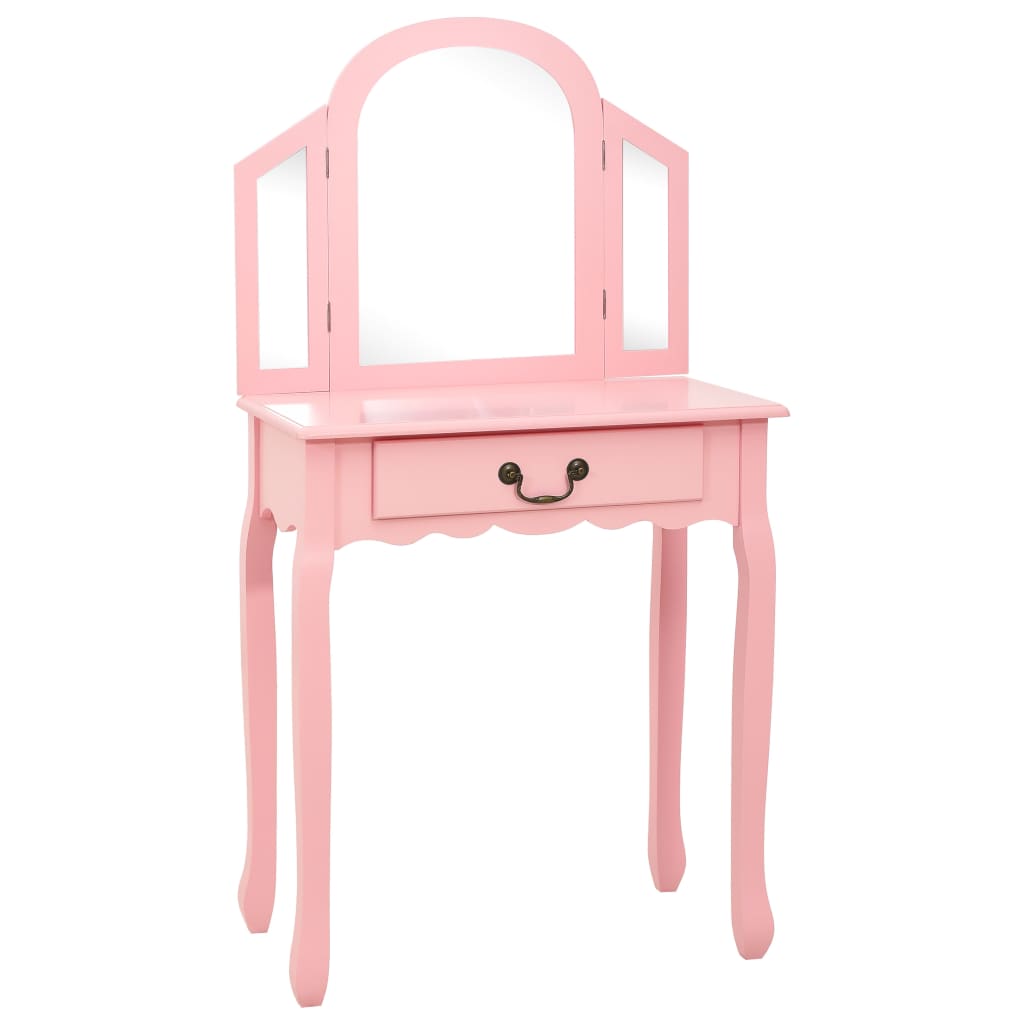 Coiffeuse et tabouret Rose 65x36x128 cm Bois de paulownia MDF - XIOS