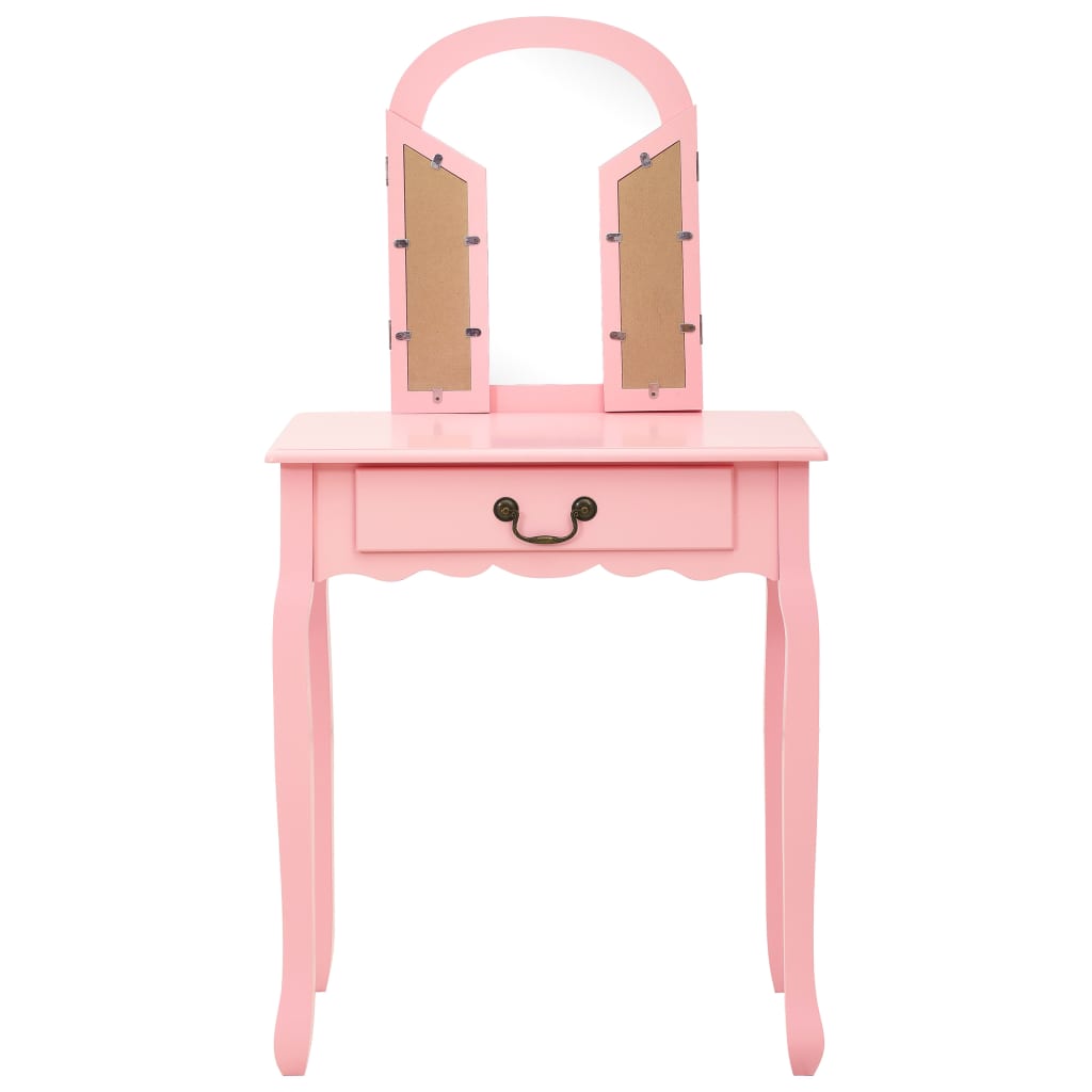 Coiffeuse et tabouret Rose 65x36x128 cm Bois de paulownia MDF - XIOS