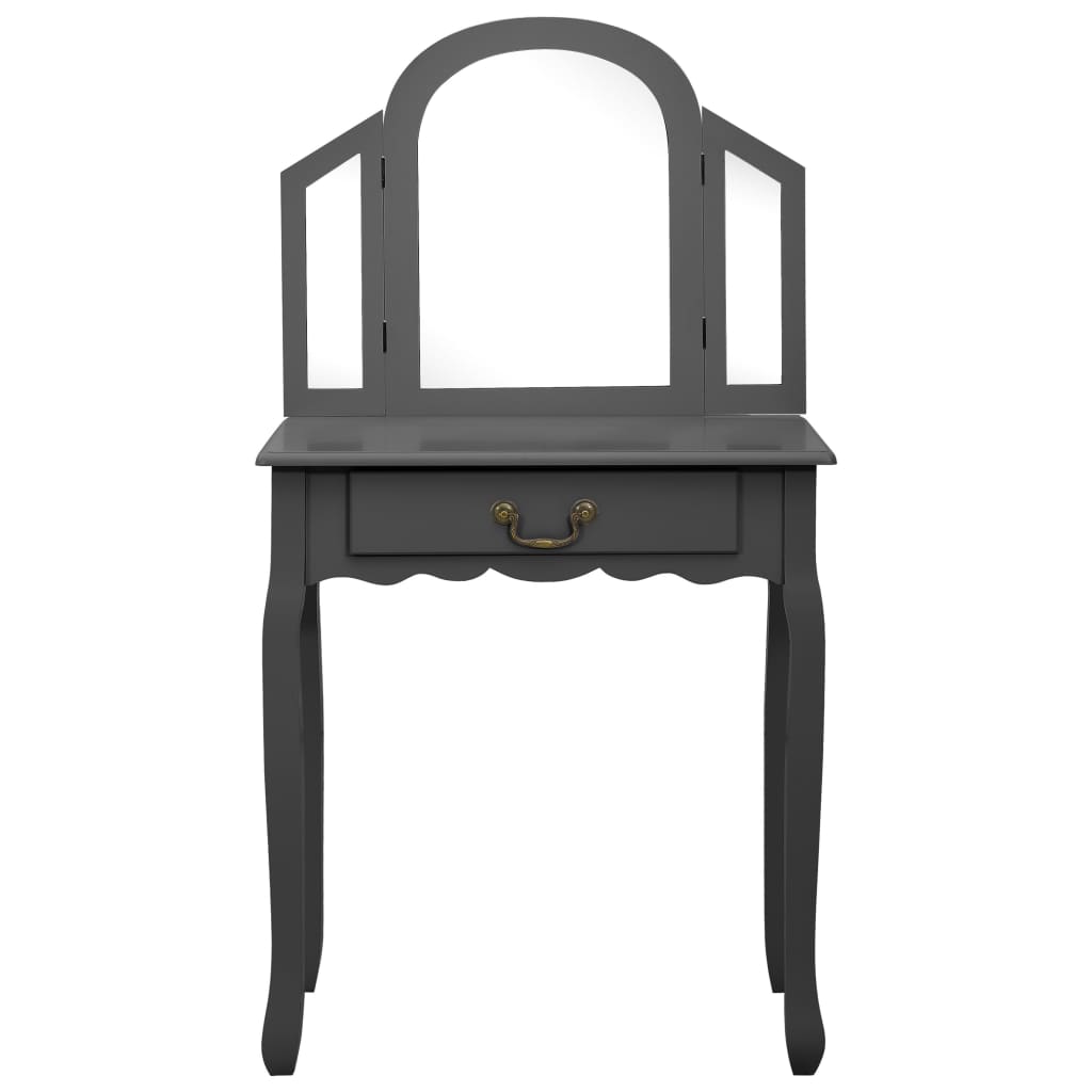 Coiffeuse et tabouret Gris 65x36x128 cm Bois de paulownia MDF - XIOS