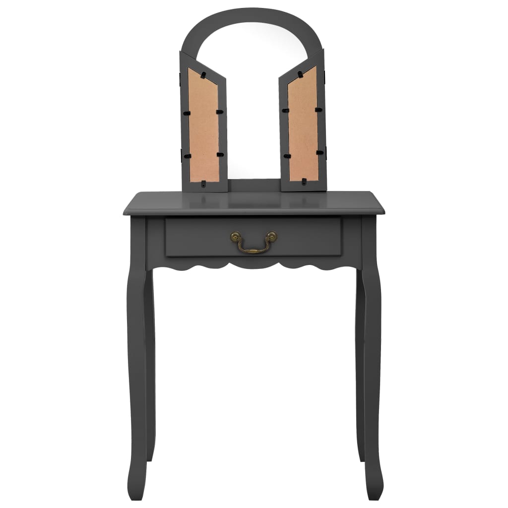 Coiffeuse et tabouret Gris 65x36x128 cm Bois de paulownia MDF - XIOS