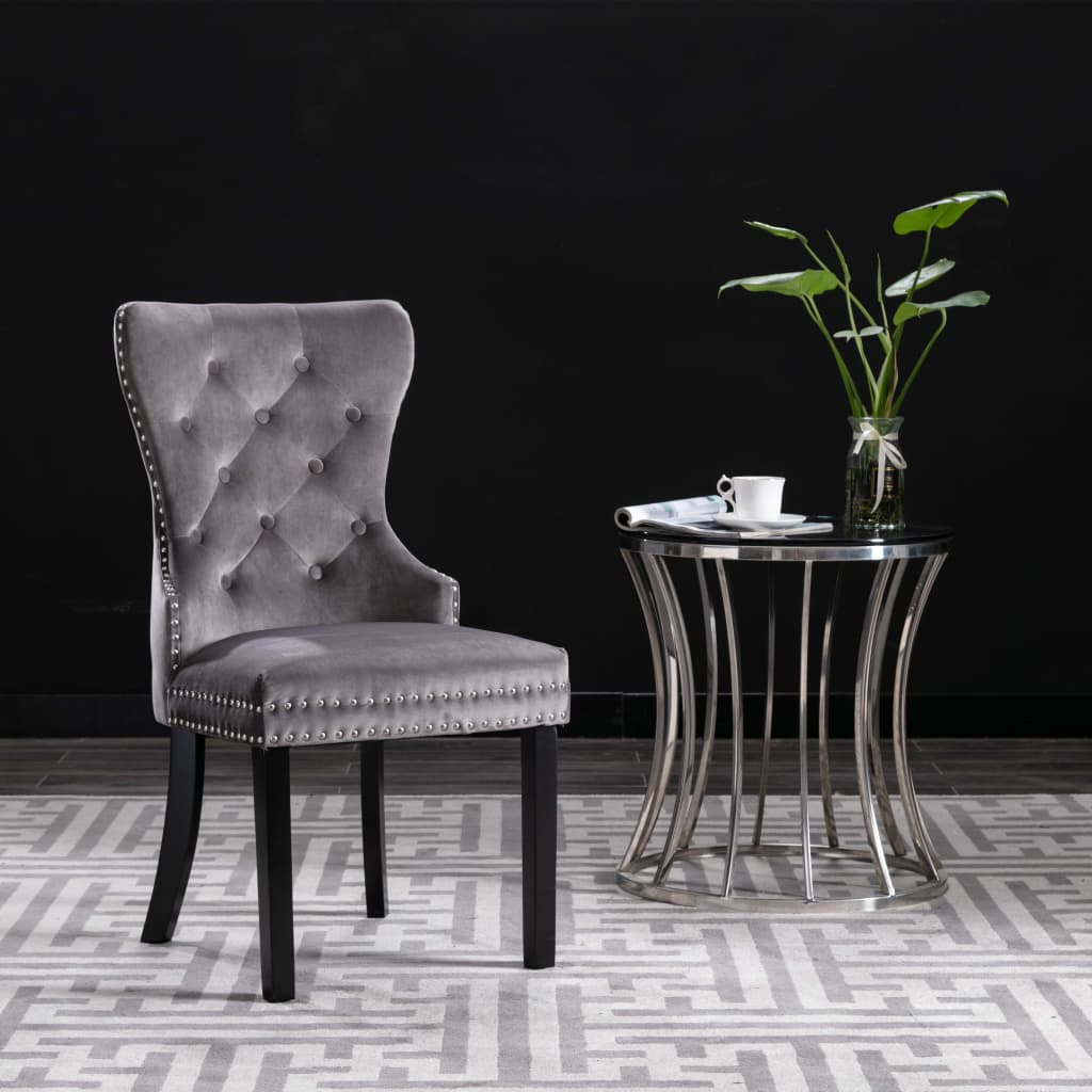 Chaises à manger lot de 2 gris velours - XIOS