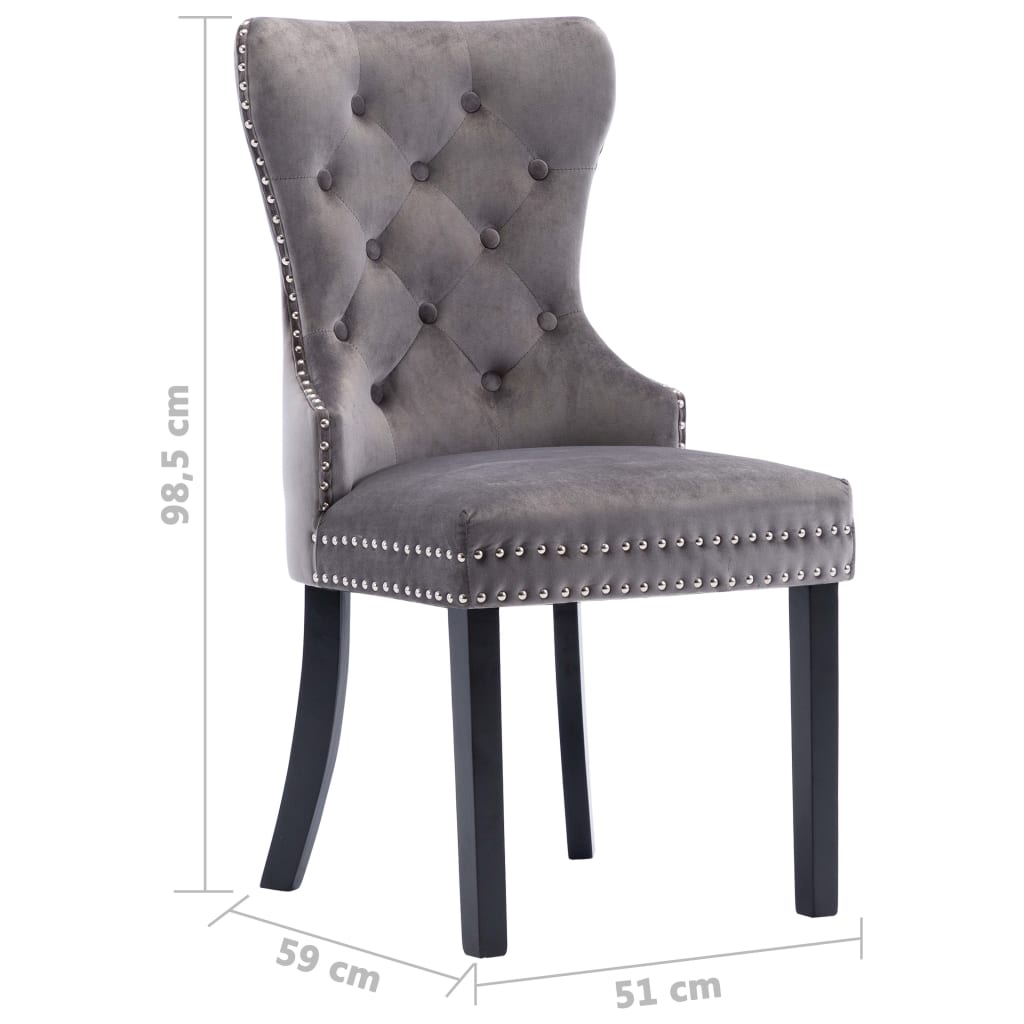 Chaises à manger lot de 2 gris velours - XIOS