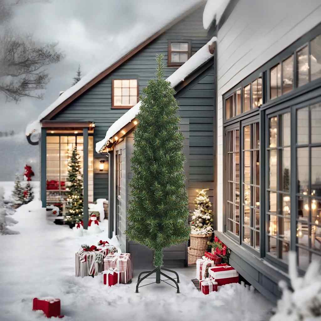 Sapin de Noël artificiel mince avec support vert 240 cm PVC - XIOS