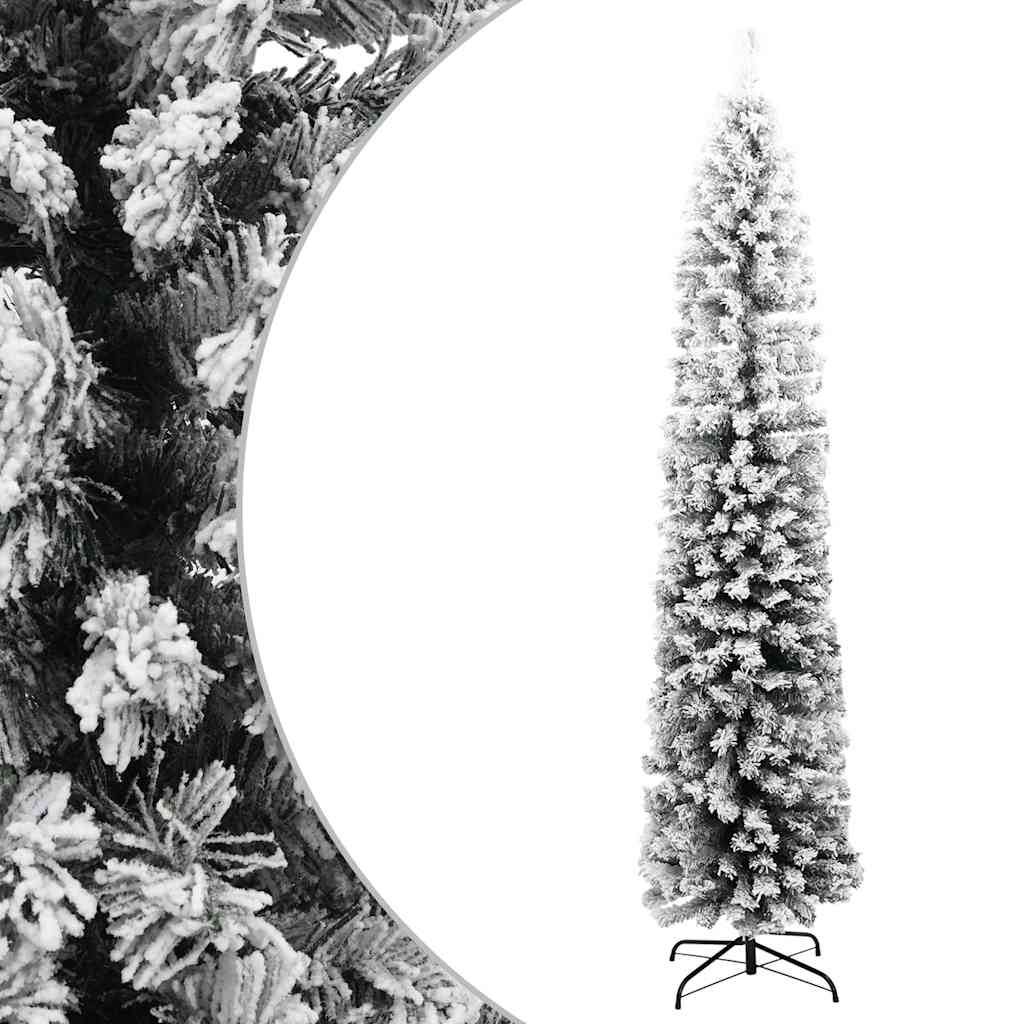 Sapin de Noël artificiel mince flocon de neige vert 210 cm PVC - XIOS