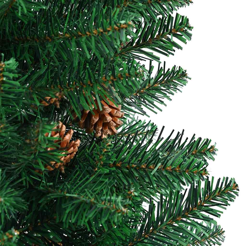 Sapin de Noël mince avec bois véritable et cônes vert 210cm PVC - XIOS
